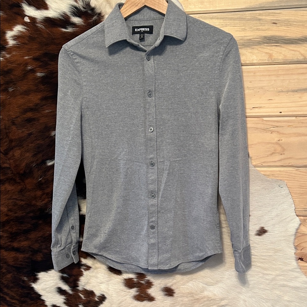 Express Womens Casual Gray Button Down Shirt Size XS